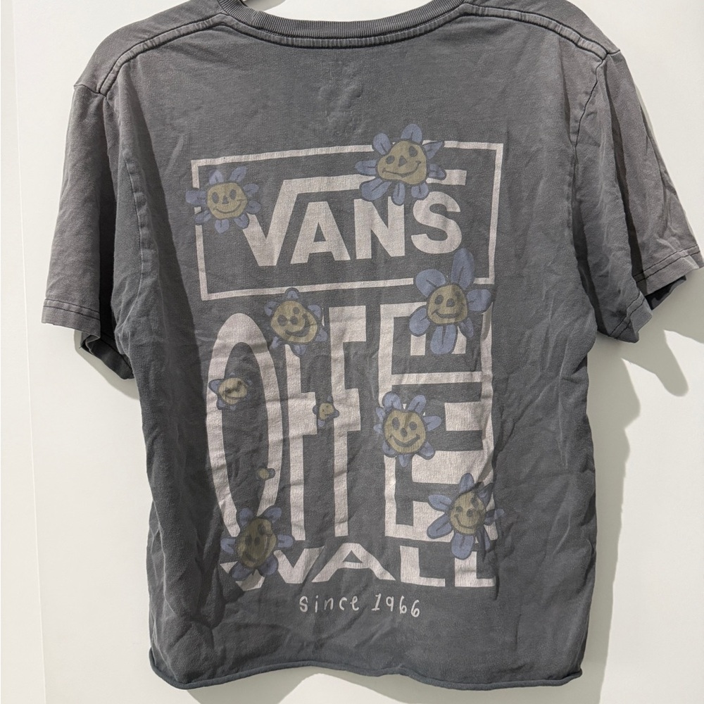Vans Charcoal Tee with Smiley Flower Design